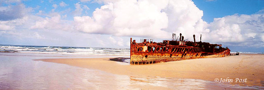 View of rusted shipwreck