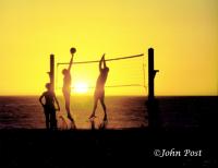 Sunset Beach Volleyball Silhouette