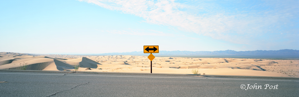 Road Sign Decision Highway Algodones Dunes