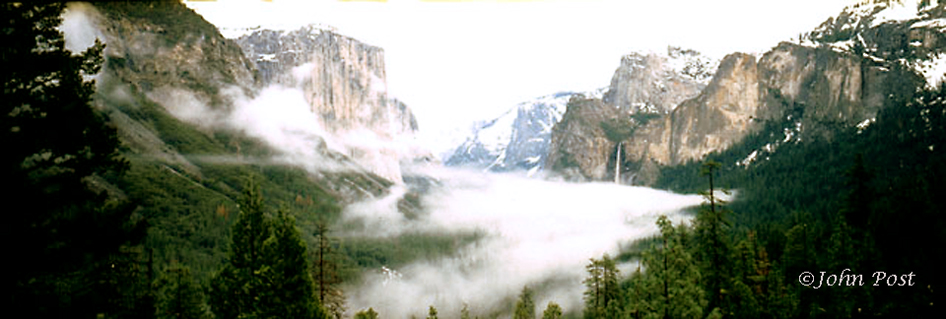 View accrossYosemite Valley towards Sierra mountains, clear blue sky