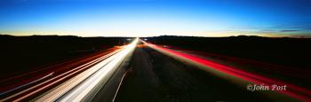 Interstate Highway Vehicle Lights Red White Twilight