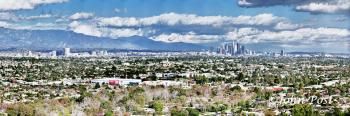 Los Angeles Skyline Mountains and Clouds