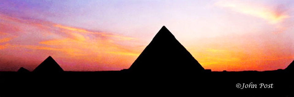 sunset Silhouette Giza Pyramids