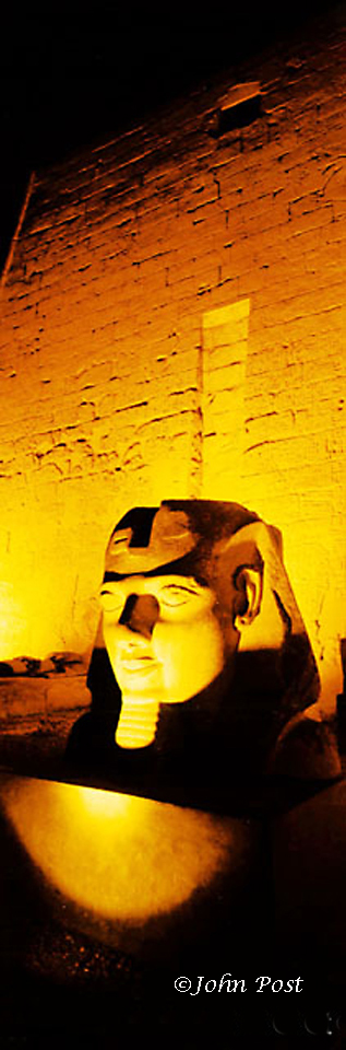 Rameses II bust at night