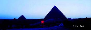 Red Sphinx Giza Pyramids Twilight