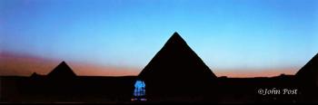 Blue Sphinx Giza pyramids Twilight