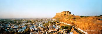 Rajasthan Jodhpur Morning City Fort and Camel Carts India