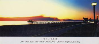 03 Malibu Fires and Manhattan Beach Pier CA 16x36 poster