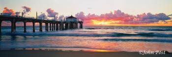 Manhattan Beach Pier Sunset Puffy Clouds