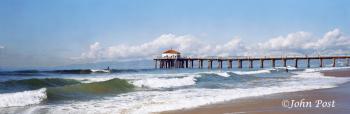 Surfer on Wave Clouds and Manhattan Beach Pier