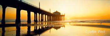Manhattan Beach Pier Sunset 92 Low Tide Reflections and Bird