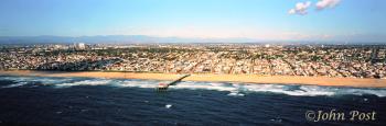Manhattan Beach Aerial Los Angeles and Snowcapped Mountains A