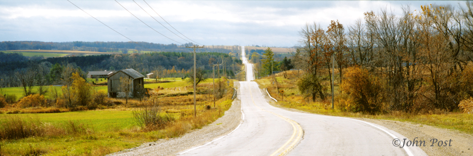 View down winding, rolling country road