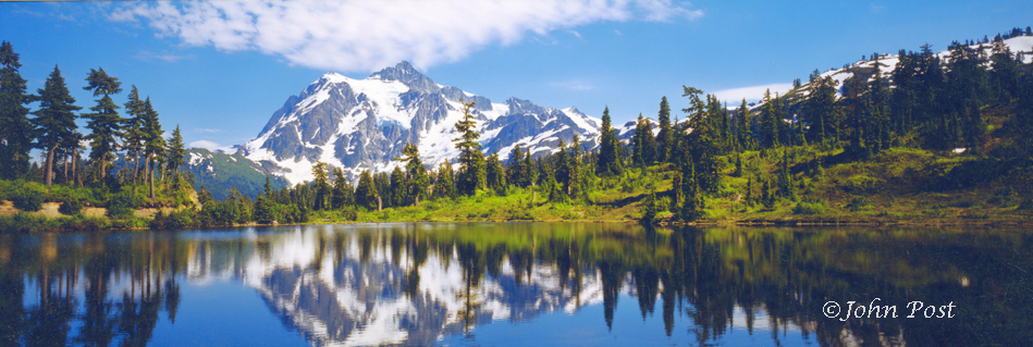 view accross mirror lake to Mt. Shuksan