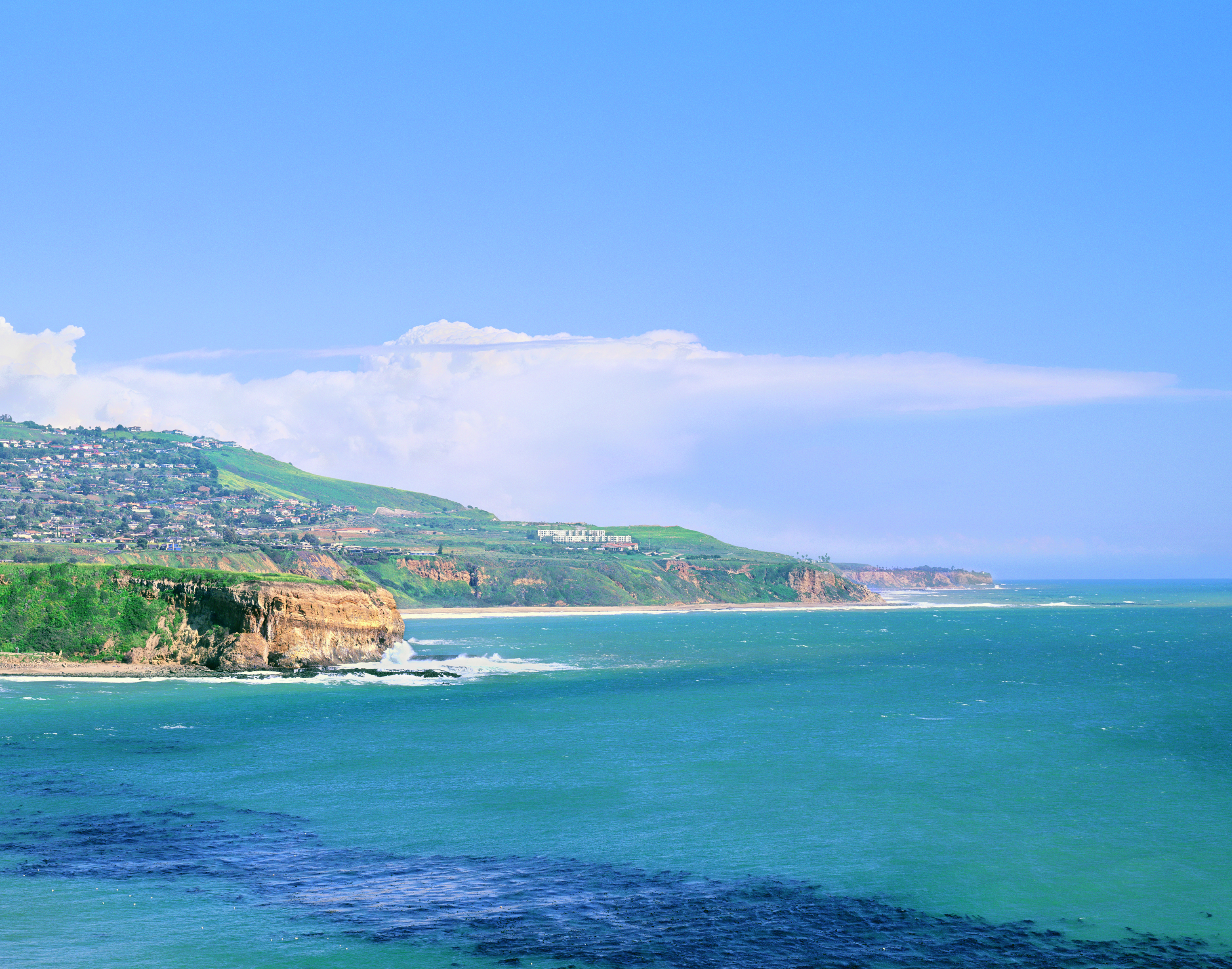Pt , abalone cove south with clouds and crashing wave