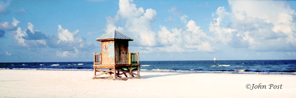Single structure on beach