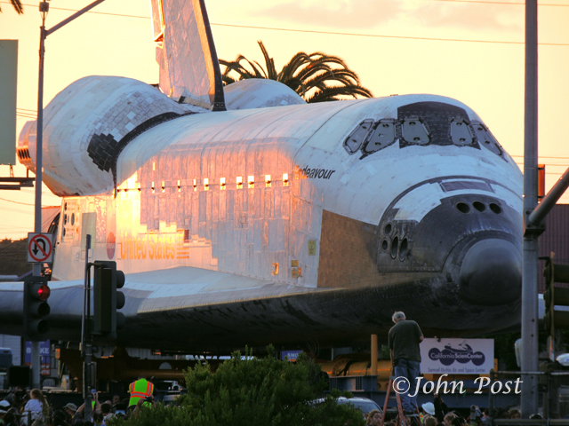 Space Shuttle Endeavour in Los Angeles Sunset