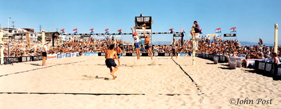 AVP, Volleyball, Manhattan Beach, Pier, people, beach, ocean,Karch Karaly, randy stokles-Sinjin smith, steppes