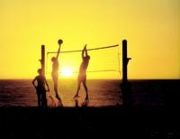 Sunset Beach Volleyball Silhouette