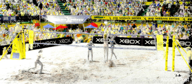 AVP Hermosa Beach 2005, Womens Final Hand Colored B&W