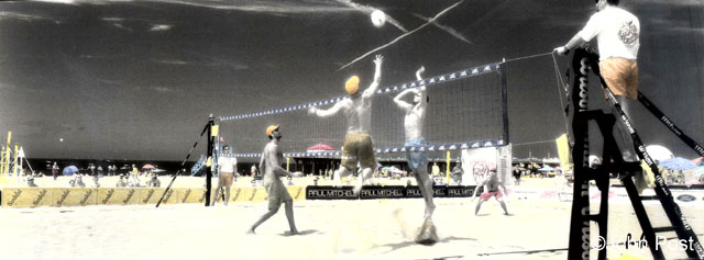 Beach Volleyball, California Hand Colored B&W