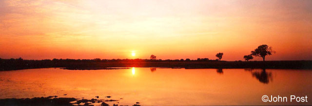 Hwange Pan Sunrise Zimbabwe, Africa