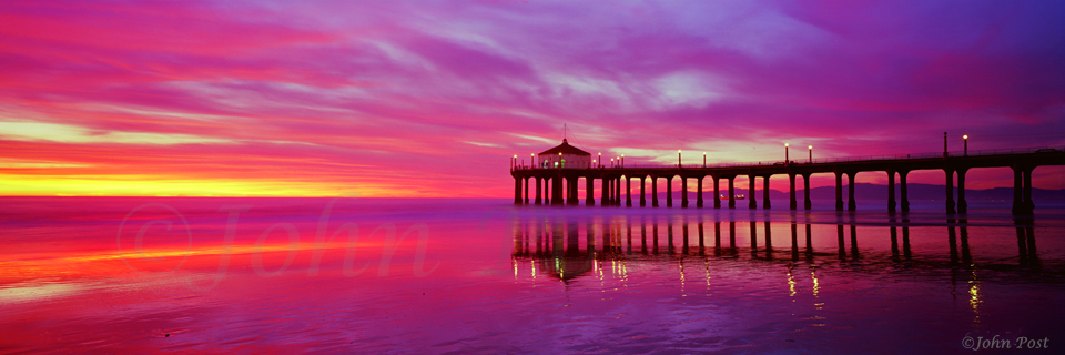 Manhattan Beach Pier Extreme Sunset B seascape panorama (c)John Post