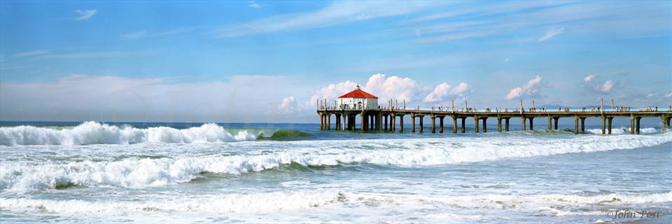 Sunday Morning Manhattan Beach Pier Surf California panorama USA (c)John Post